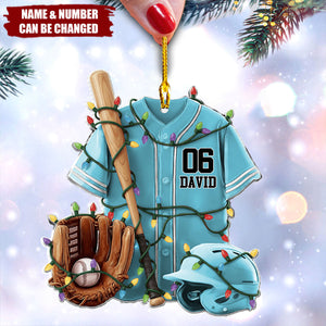 Baseball Uniform & Helmet - Personalized Acrylic Ornament - Christmas Gift For Baseball Lovers