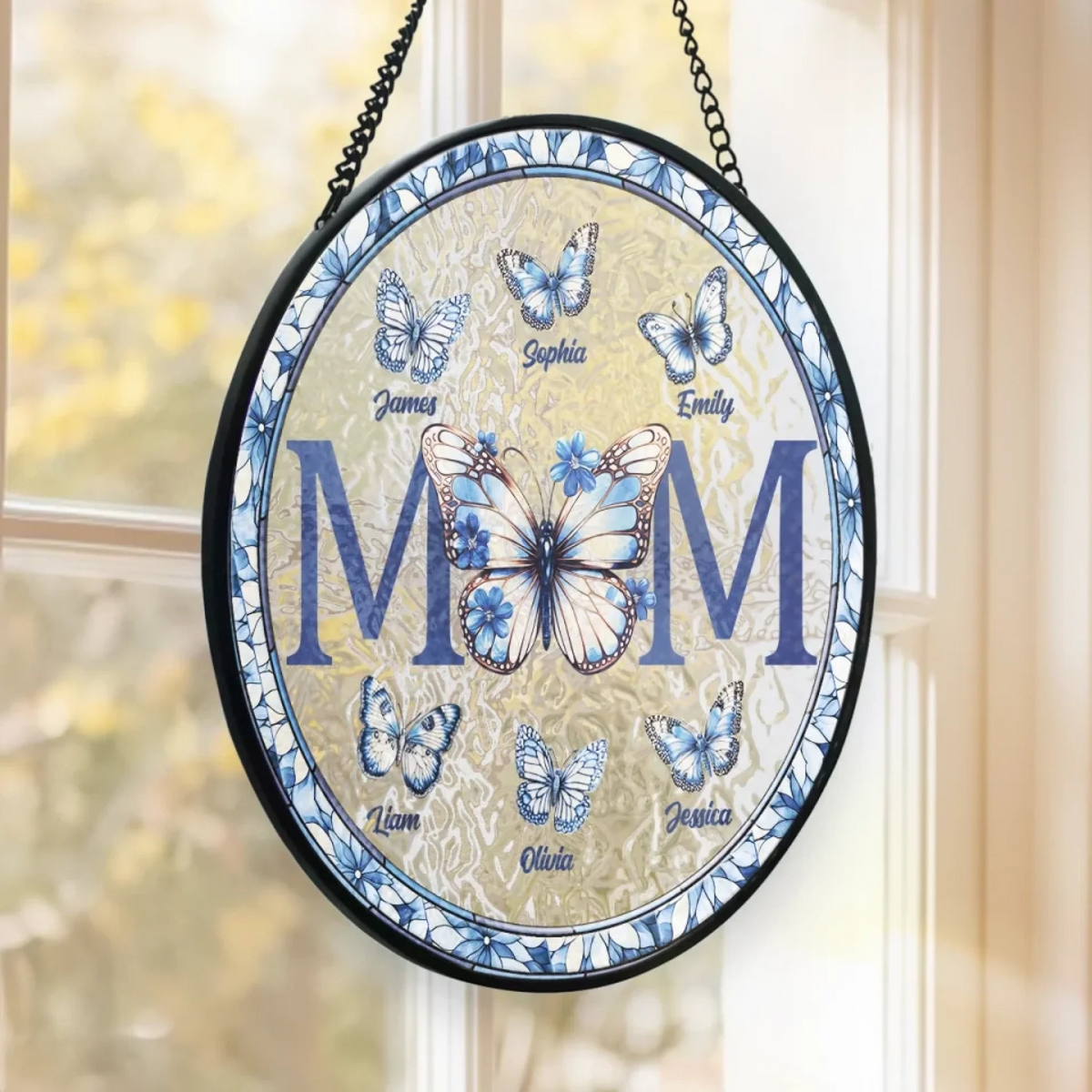 Mom Your Love Like A Butterfly - Personalized Suncatcher Stained Glass - Gift For Daughter On Mother's Day
