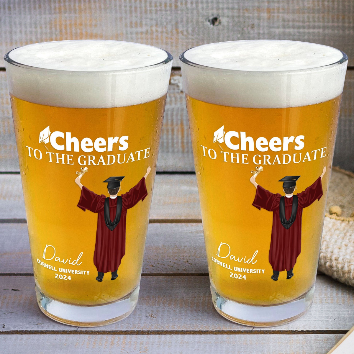 Cheers To The Graduate - Personalized Beer Glass - Graduation Gift