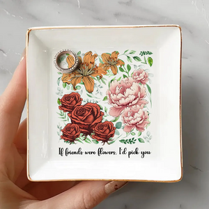 Sisters Besties In Bloom Birth Month Flowers - Personalized Jewelry Plate - Gift For Friends, Besties
