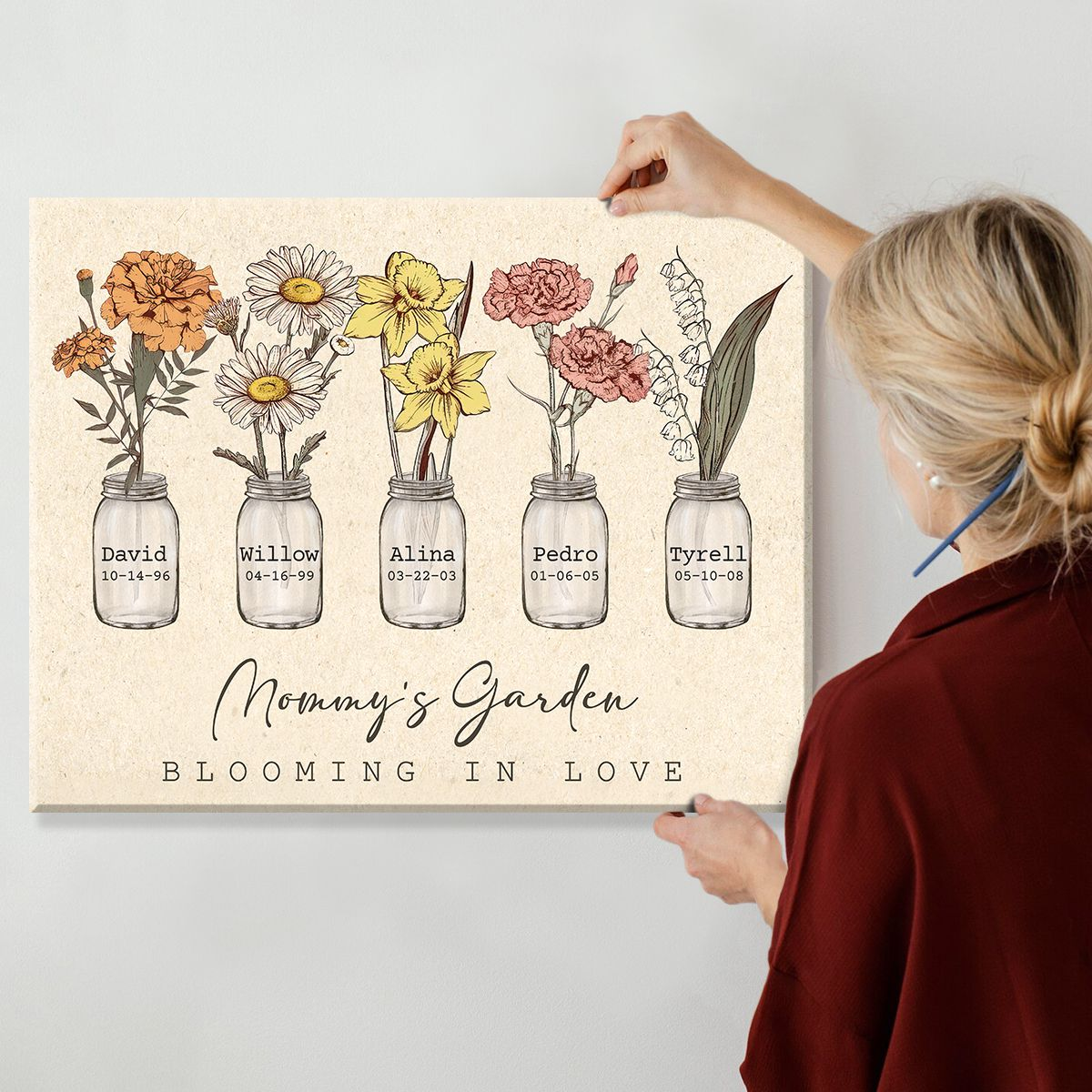 Mommy's Garden Blooming Love - Personalized Canvas - Gift For Mom, Grandma, Mother's Day, Birthday Gift