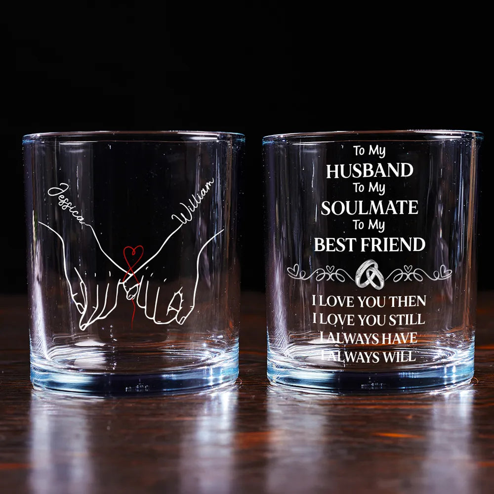 To My Husband Soulmate Best Friend - Personalized Whiskey Glass - Anniversary Gift, Valentine's Day Gift For Husband