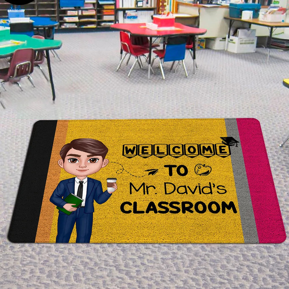 Welcome To Teacher Classroom - Personalized Doormat - Gift For Teacher, Welcome Gift, Back To School