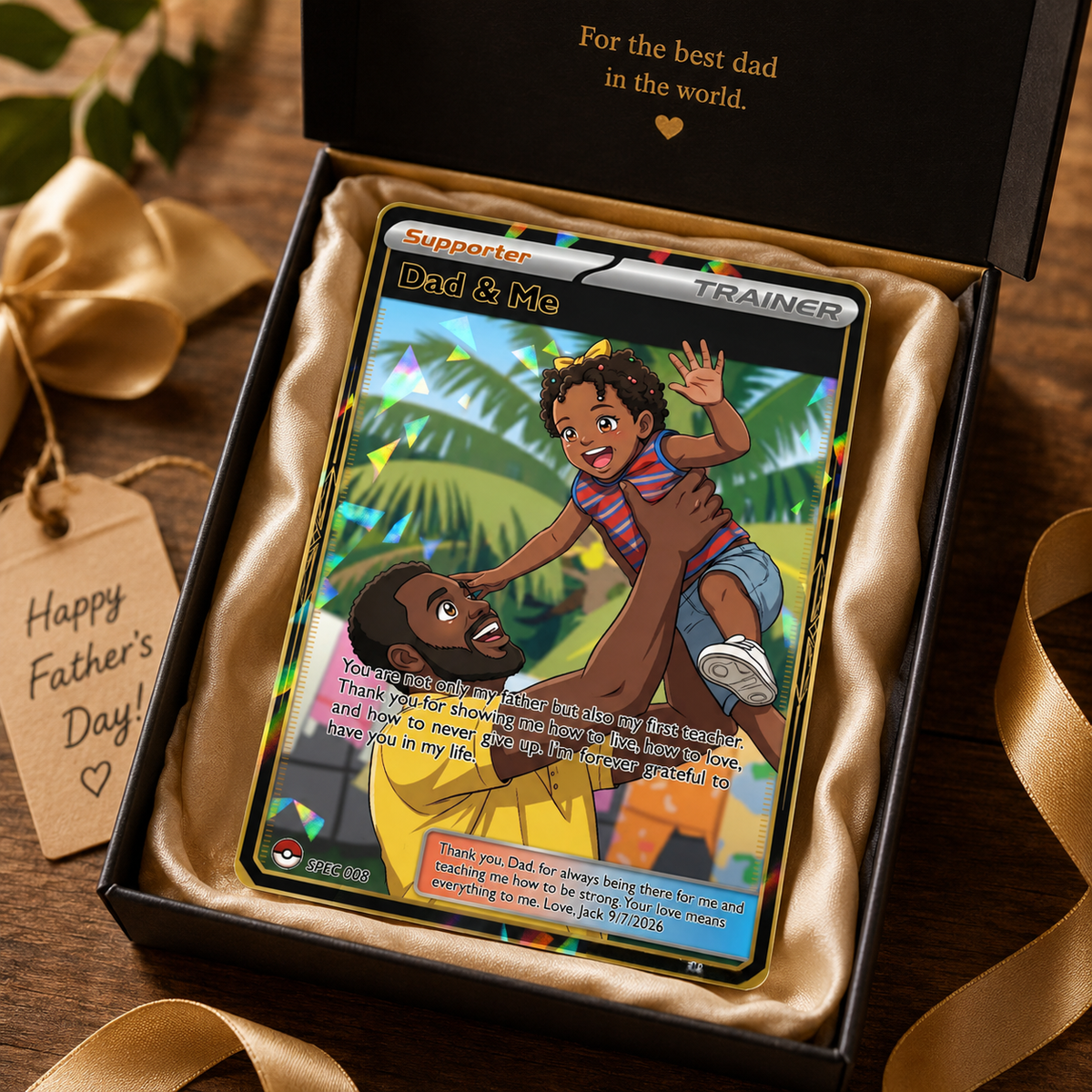 Custom Father's Day Card, Gift For Dad, Trainer Card, Father's Day Gift, Custom PKM Card Anime Gift
