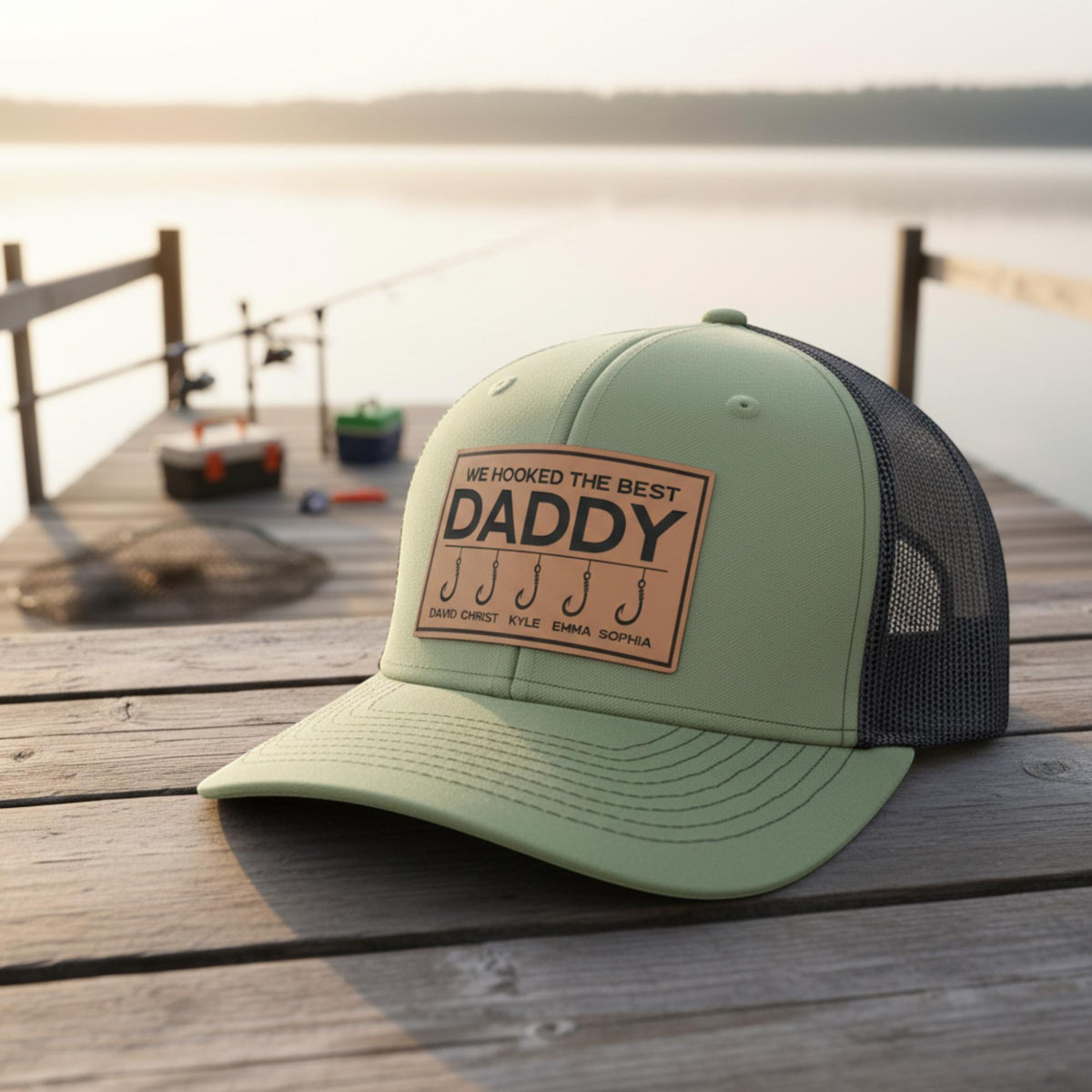 Custom We Hooked The Best Papa Hat, Fathers Day Gift For Fishing Grandpa, Custom Names Hat, Fishing Gift For Him, Funny Gift For Fishing Dad