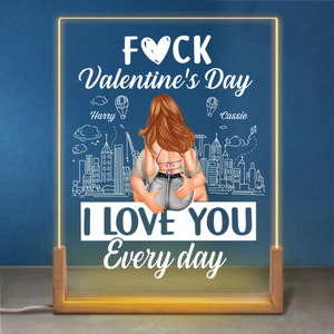 Forget Valentine's Day, I Love You Everyday - Personalized Desk Name Plate Night Light - Anniversary Gift, Valentine's Day Gift For Couple