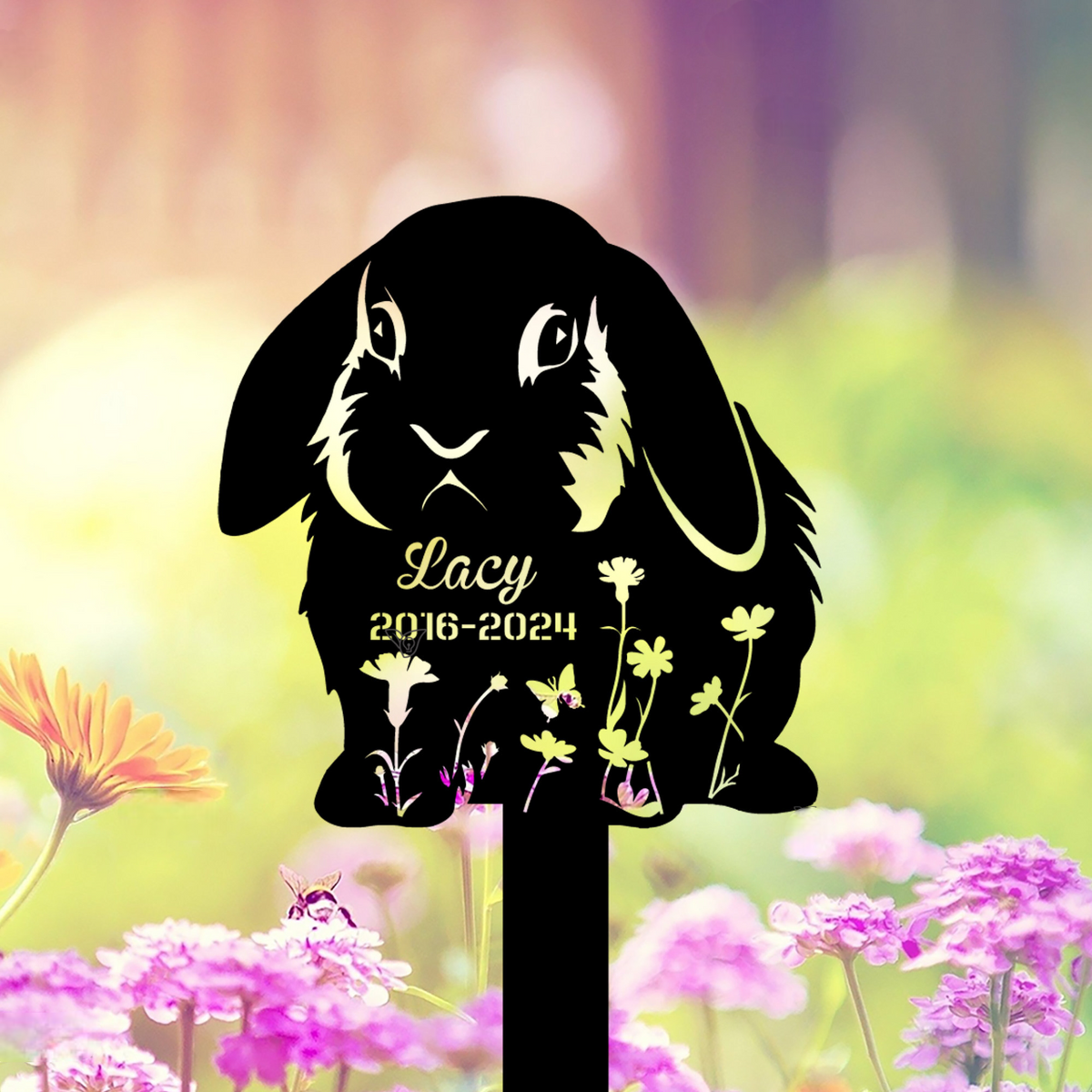 Custom Lop Rabbit Memorial Metal Stake, Rabbit Loss, In Loving Memorial, Remembrance Stake, Sympathy Sign, Pet Grave Markers, Outdoor Sign