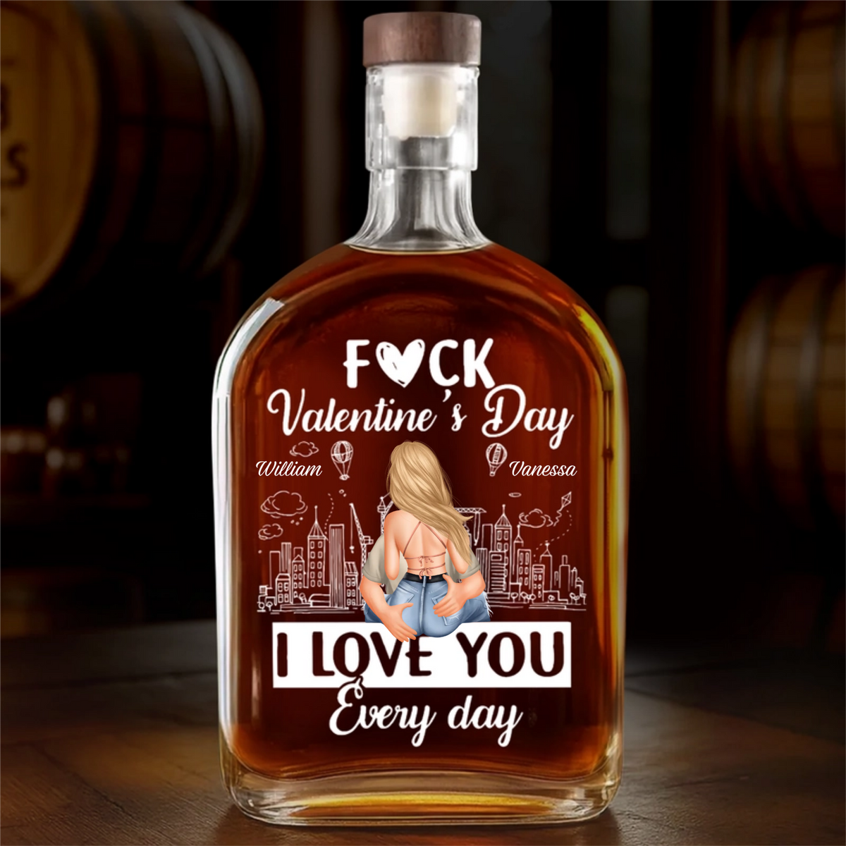 Forget Valentine's Day, I Love You Everyday - Personalized Whiskey Bottle - Anniversary Gift, Valentine's Day Gift For Couple