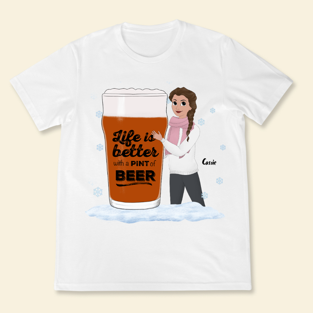 Life Is Better With A Pint Of Beer Christmas - Personalized Shirt - Gift For Friends, Bestie, Christmas Season