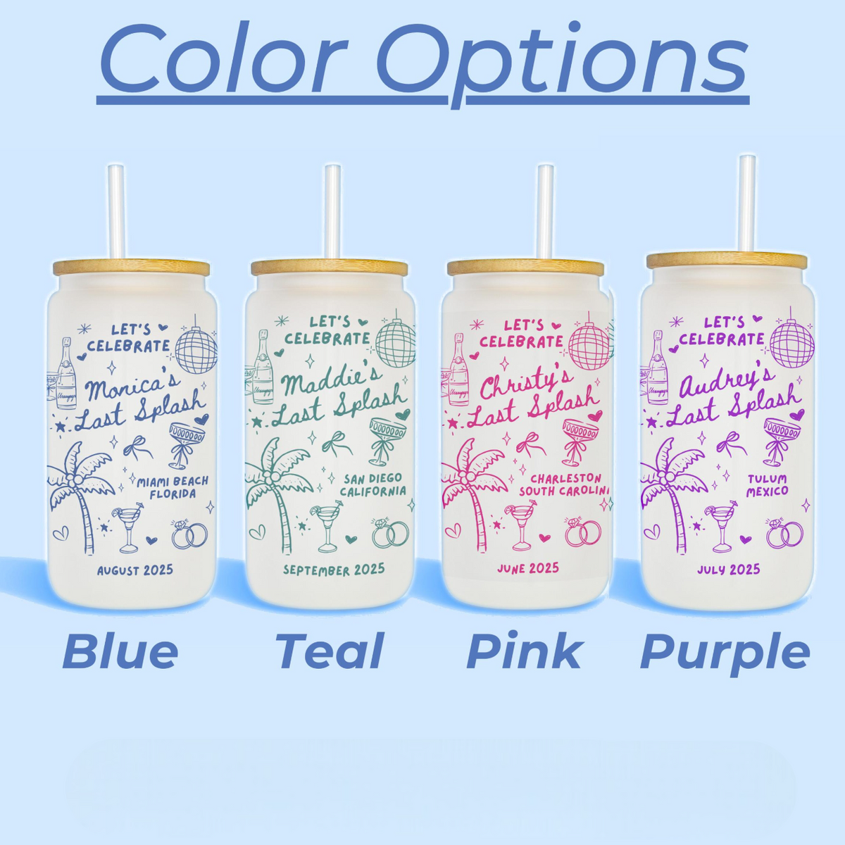 Coastal Bachelorette Gift Last Splash Bachelorette Glass Tumbler Custom Beach Party Favor Bachelorette Glass Cup Bachelorette Weekend Gift