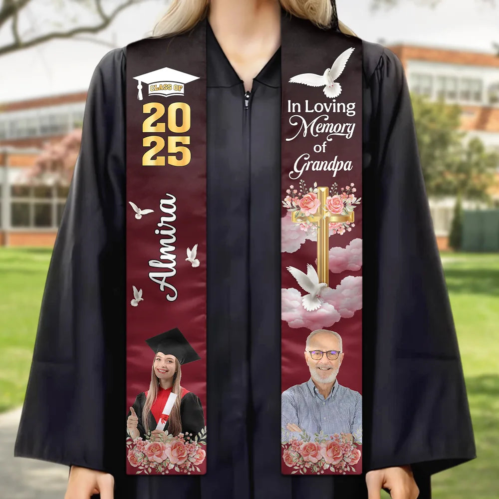 Custom Photo In Loving Memory Family - Personalized Graduation Sash - Graduation Occasion, Memorial Gift