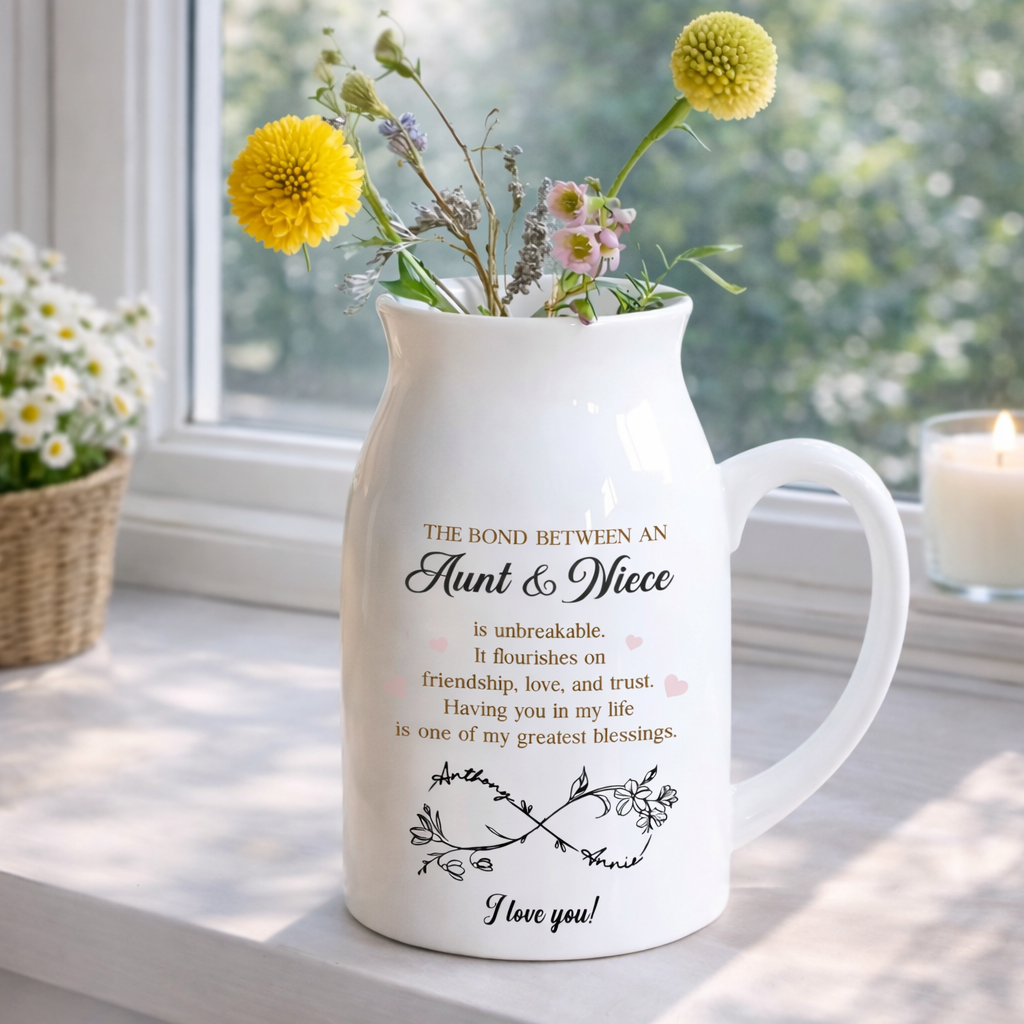 The Bond Between An Aunt & Niece Is Unbreakable, Personalized Flower Vase, Gift For Aunt, Mother's Day Gift