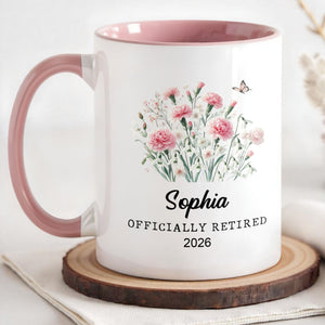 Officially Retired Never Underestimate, Accent Mug, Retirement Gift