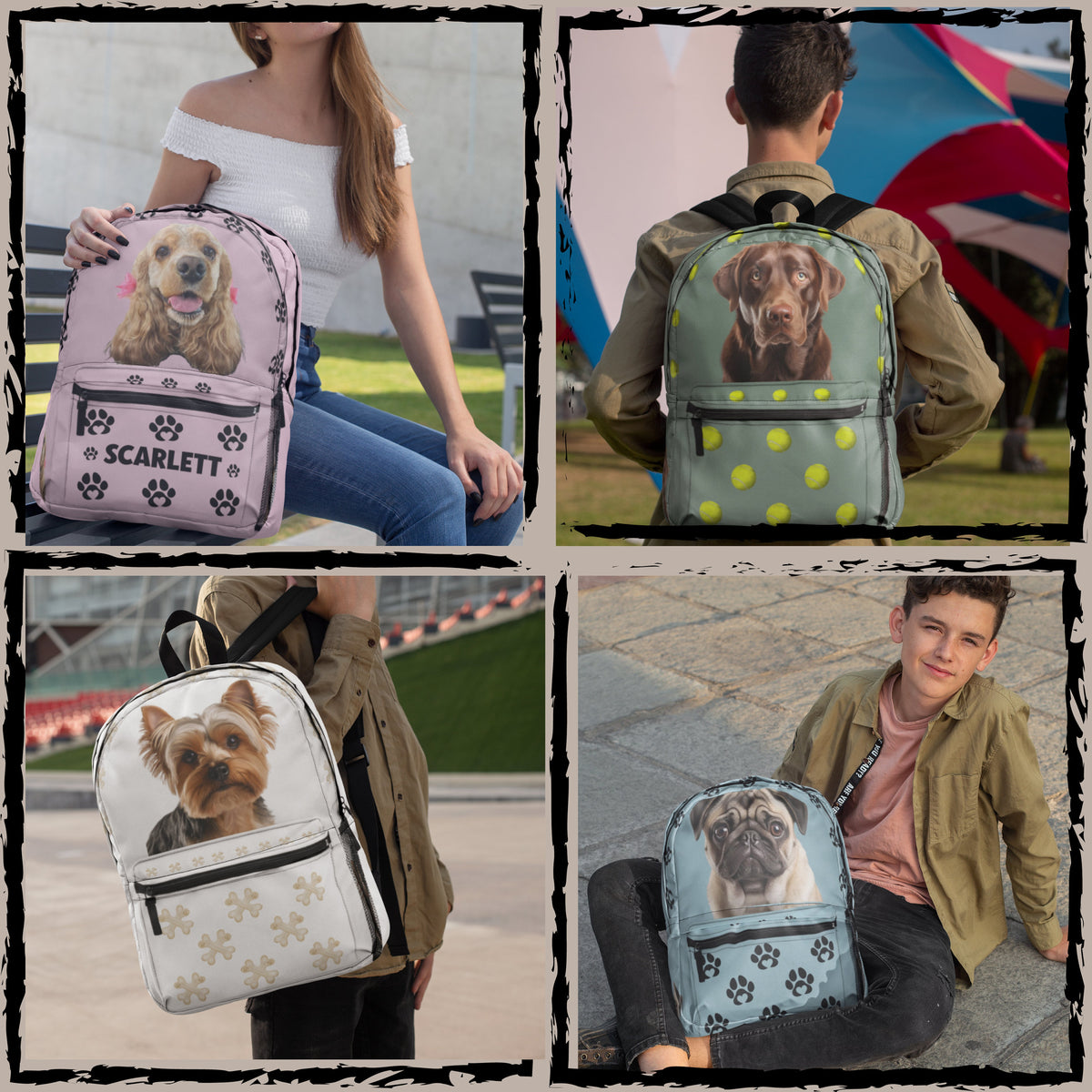 Custom Dog Photo Backpack for Dog Lover Knapsack for Student Bag for Pup Owner Dog-Themed School Bookbag with Personalized Dog Photo Bag