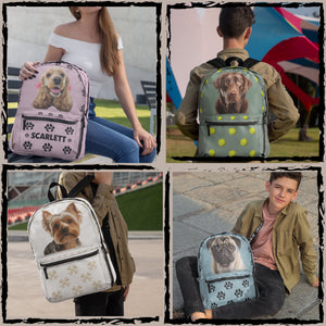 Custom Dog Photo Backpack for Dog Lover Knapsack for Student Bag for Pup Owner Dog-Themed School Bookbag with Personalized Dog Photo Bag