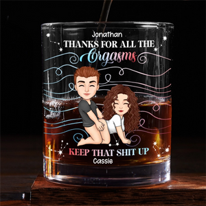Thanks For All The Times - Personalized Whiskey Glass - Anniversary Gift, Valentine's Day Gift For Couple