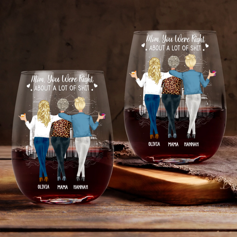 Mom You Were Right - Personalized Wine Glass - Gift For Mom From Daughter, Mother's Day, Birthday Gift