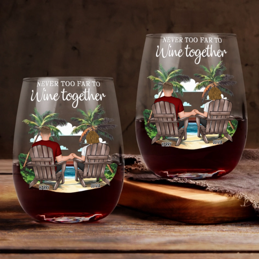 Beach Couple You & Me We Got This - Personalized Wine Glass - Gift For Couple, Gift For Him For Her, Anniversary Gift