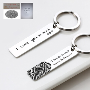Actual Handwriting Keychain Custom Fingerprint Keychain, Personalized Father's Day Gift, Memorial Gift