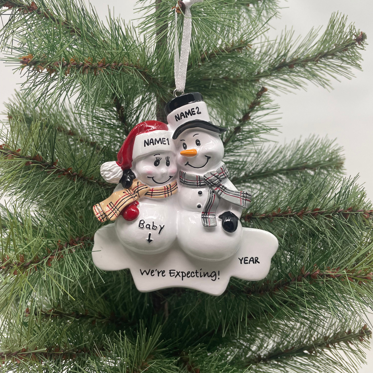 We are Expecting Family Ornament, Personalized Pregnant Snowman Family, ,Christmas Ornament, Baby Announcement Ornament