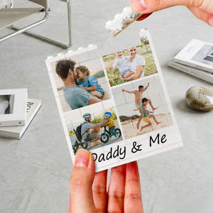 Custom Photo Collage Building Block Pen Holder, Unique Gift for Dad, Dad And Me Photo Blocks, Gift For Husband, Bricks Puzzle Fathers Day