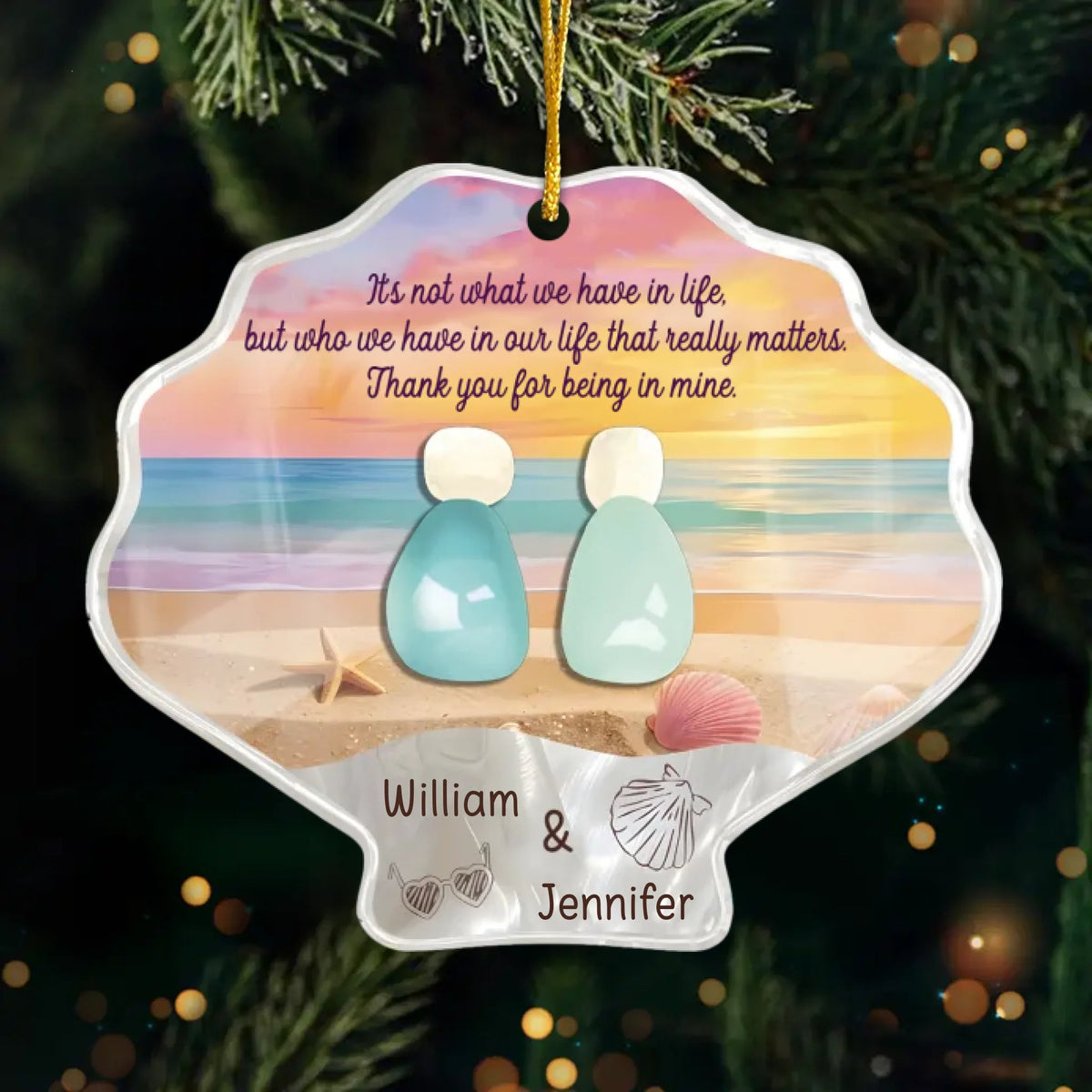 Thank You For Being In Mine - Personalized Acrylic Ornament - Christmas Gift For Couple