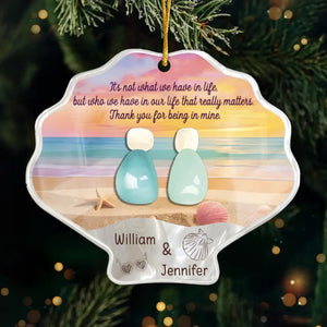 Thank You For Being In Mine - Personalized Acrylic Ornament - Christmas Gift For Couple