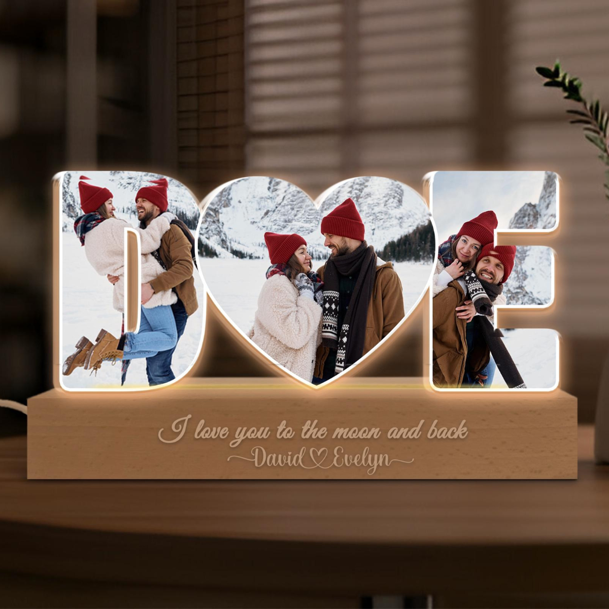 Personalized Couple Photos Collage Night Light, Valentines Day Gift for Boyfriend Girlfriend, Wedding Photo Gift, Couple Anniversary Gift