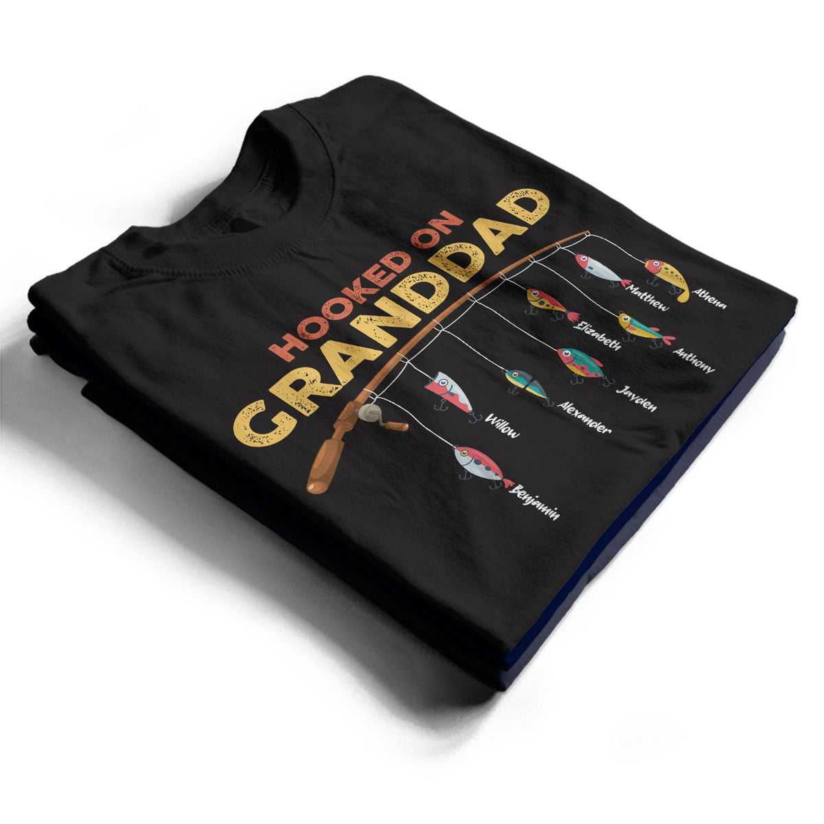 Hooked On Fishing Daddy Grandpa - Personalized Apparel - Gift For Daddy, Grandpa, Father's Day Gift