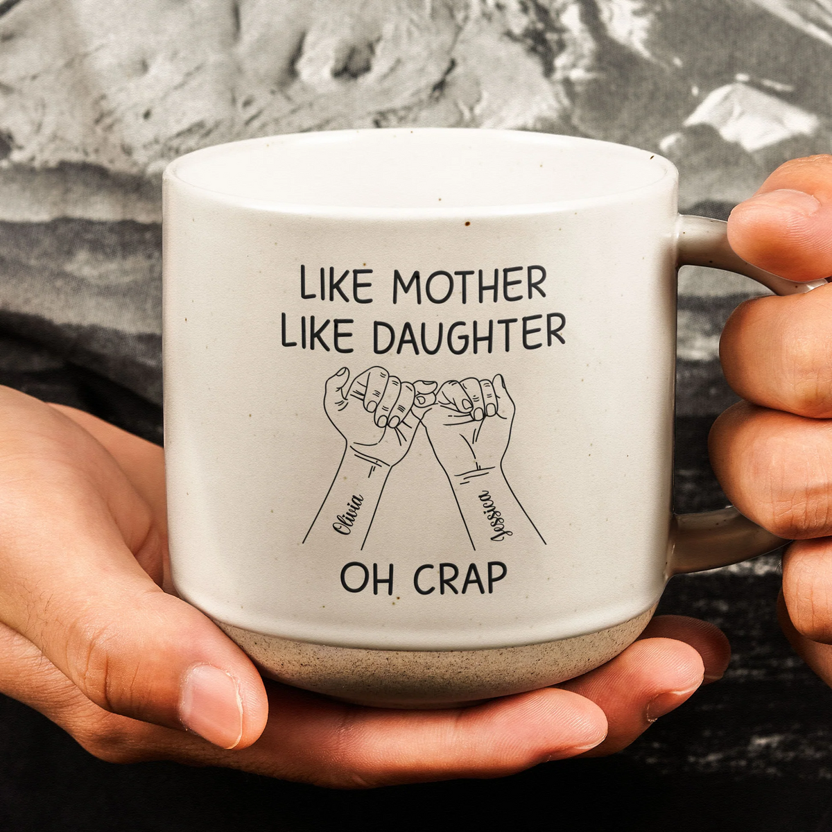 Like Mother Like Daughter Oh Crap - Personalized Pottery Mug - Mother's Day, Birthday Gift For Mom, Mother