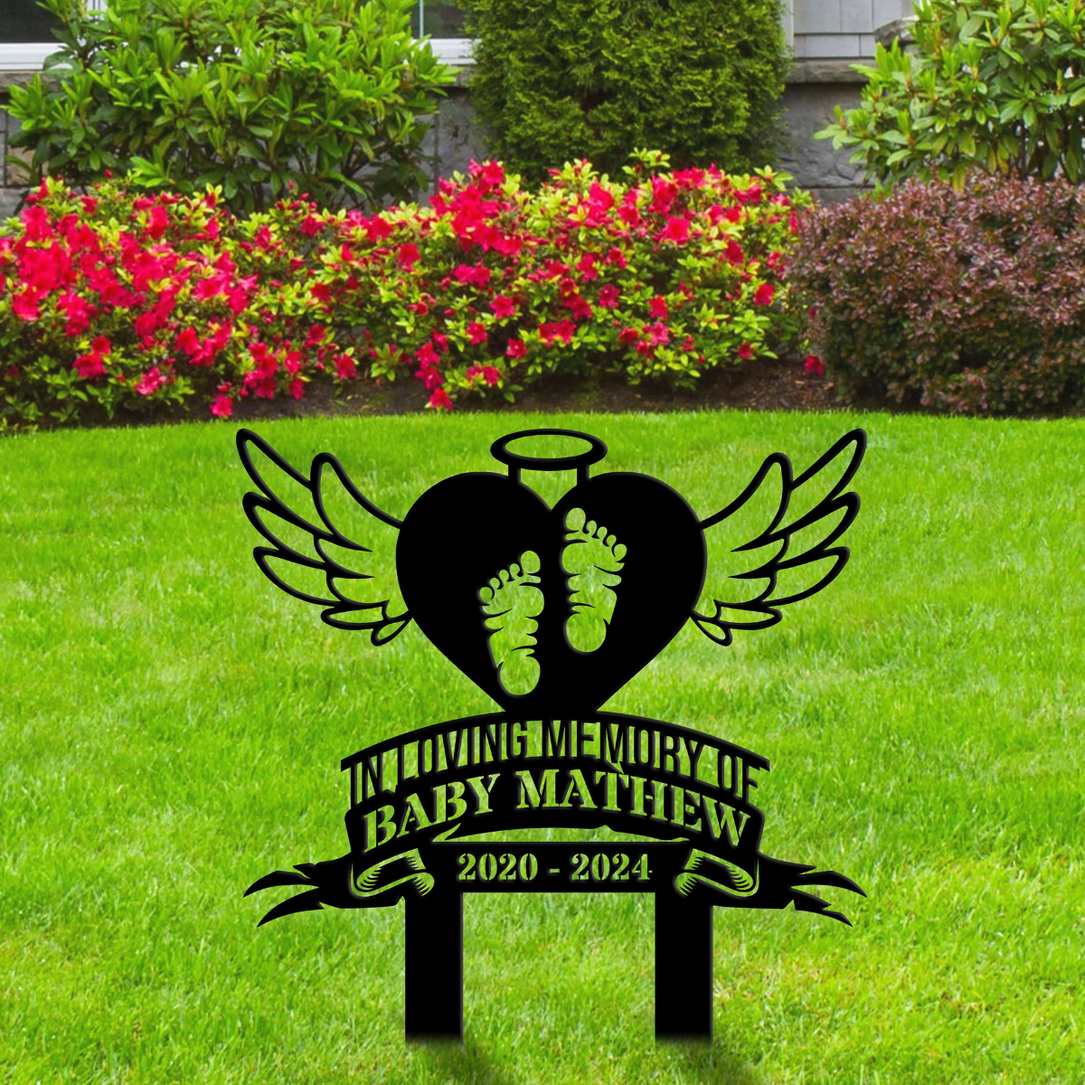 Custom Baby Loss Memorial Stake Heart Wings, Personalized Garden Memorial, Memorial Plaque, Cemetery Stake, Remembrance Gift, Baby Loss Gift
