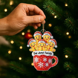 Gingerbread Family 3D Crystal Effect - Personalized Acrylic Ornament - Heartfelt Christmas Gift for Loved Ones