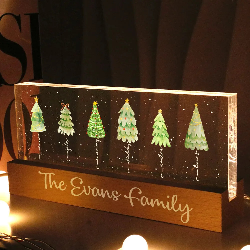 Christmas Tree Family Custom Names - Personalized LED Night Light - Christmas Gift For Family