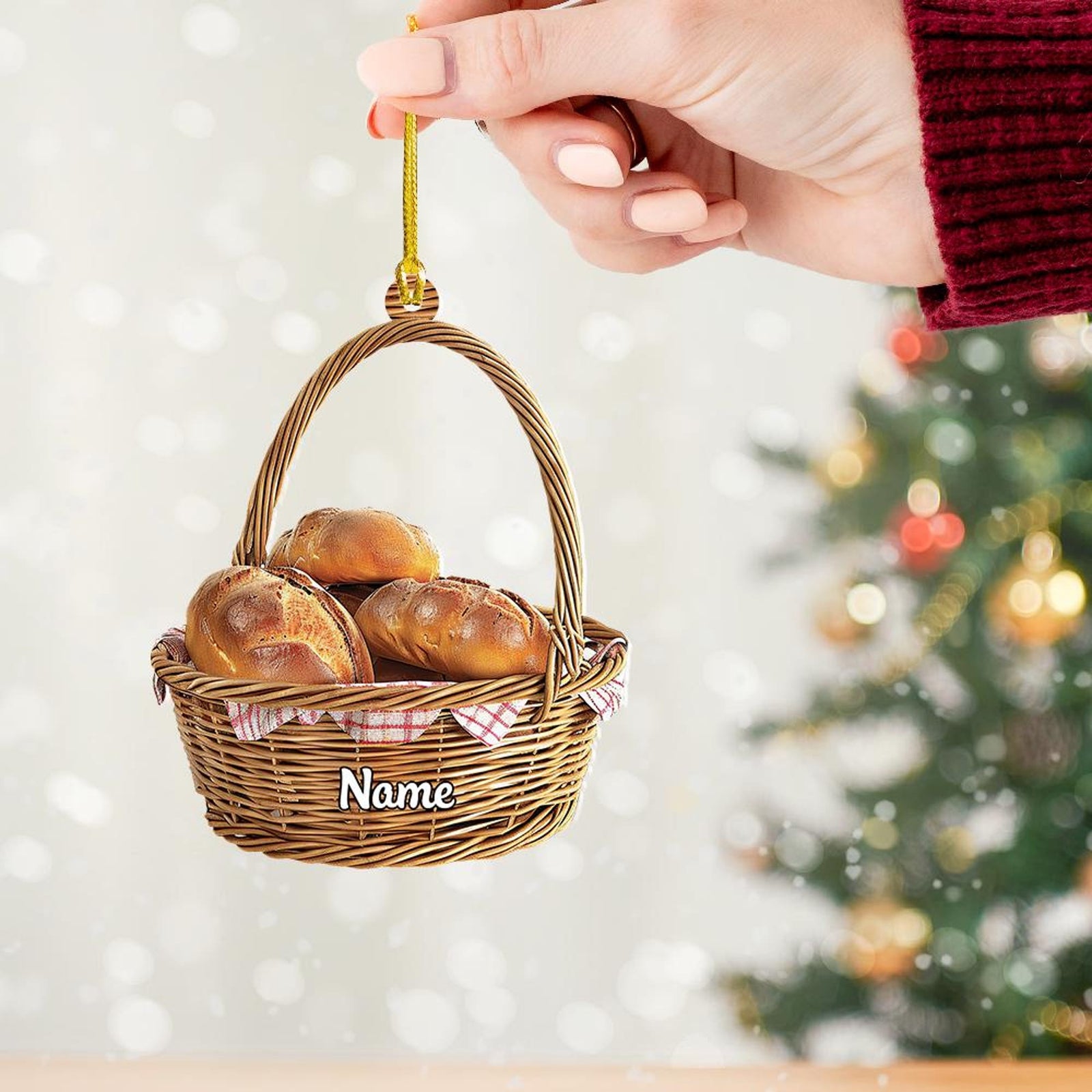 Bread Basket Christmas Ornament, Christmas Tree Decor, Loved Bread Basket Ornament, Xmas Hanging Ornament Gift