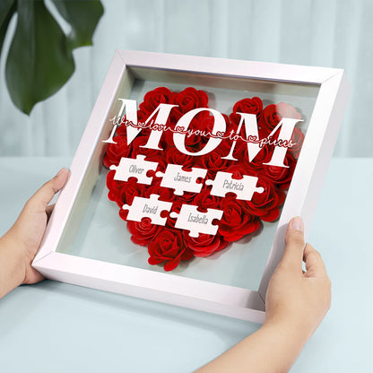 We Love You To Pieces - Personalized Flower Frame Box - Gift For Mom, Mother's Day, Birthday Gift
