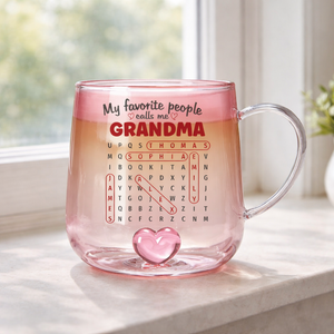 My Favorite People Call Me Grandma Puzzle Words - Personalized Gradient Glass Mug - Mother's Day Gift for Mom, Grandma
