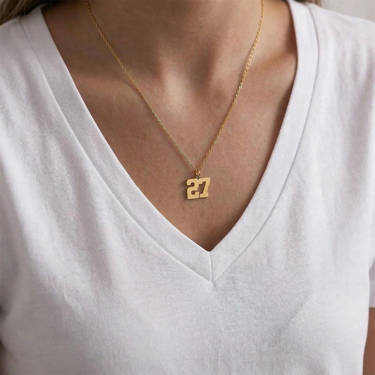 Personalized Number Pendant Necklace, Sports Fan Jewelry, Football, Soccer, Basketball, Volleyball Necklace