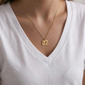 Personalized Number Pendant Necklace, Sports Fan Jewelry, Football, Soccer, Basketball, Volleyball Necklace