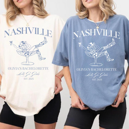 Custom Nashville Bachelorette Shirts, Social Club Shirt, Personalized Girls Trip Shirt, Nashville Bach Party, Custom Location, Cocktail Club