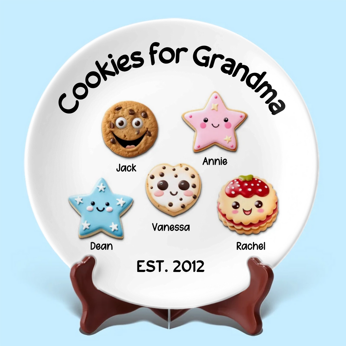 Cookies For Mom Grandma - Personalized Ceramic Plate - Gift For Mom, Grandma, Christmas or Birthday Gift