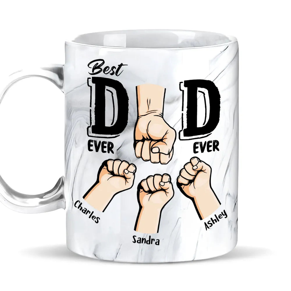Best Dad Ever Ever Ever - Personalized Marble Mug - Gift For Dad, Papa, Father's Day Gift