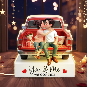 Eternal Love Couple Sitting Kissing Valentine Truck - Personalized Light Box - Valentine's Day Gift For Couple, Anniversary Gift