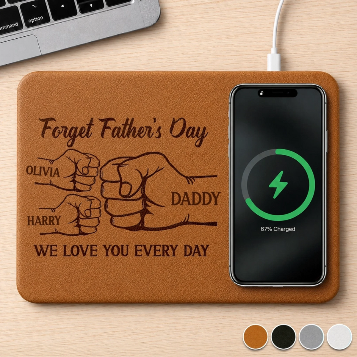 Forget Father's Day We Love You Everyday - Personalized wireless Charging Mat - Gift For Dad Grandpa, Father's Day Gift