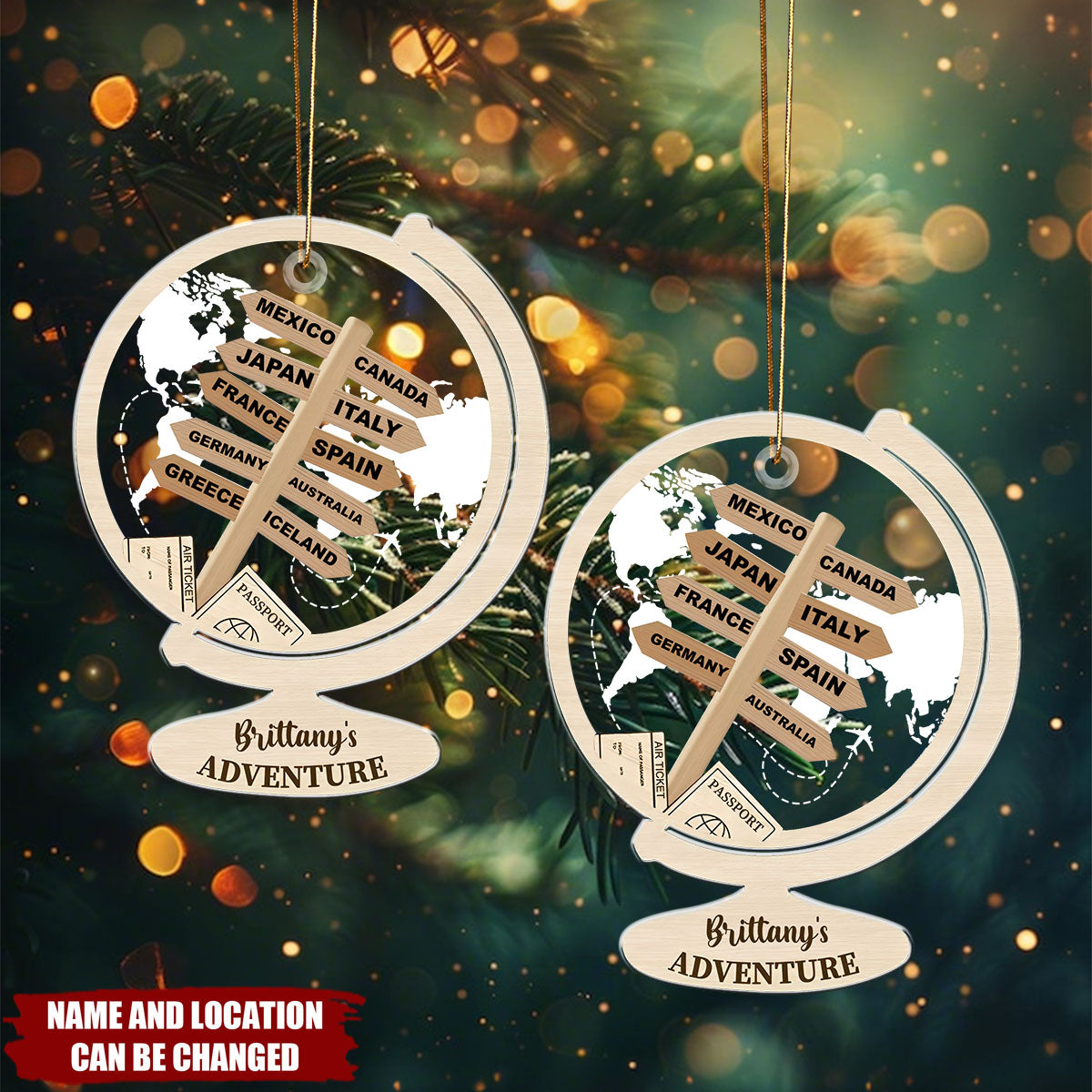 Travel Location Adventure - Personalized Acrylic Ornament - Christmas Gift For Travel Lovers