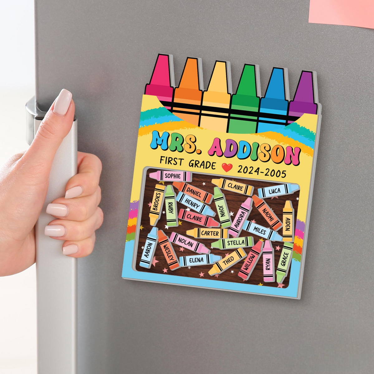 Teacher Gifts, Custom Teacher Crayon Magnet, Back To School Gifts, Teacher Gifts Magnet, Thank You Gift, Crayon Shaker Magnet With Kids Name