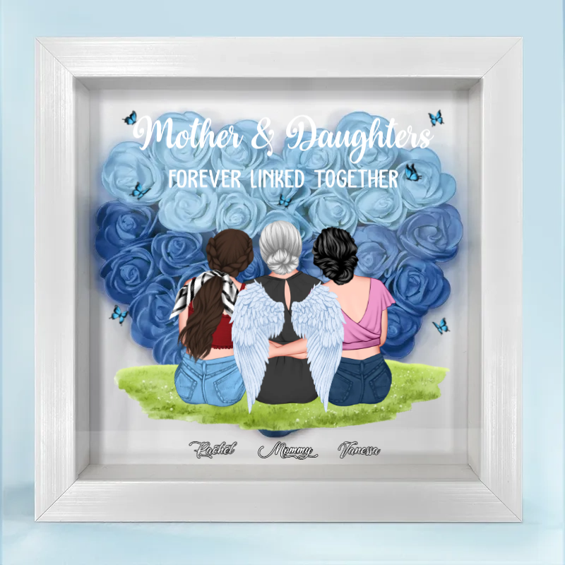 Mother & Daughter Forever Linked Together Butterflies - Personalized Flower Frame Box - Gift For Mom, Mother's Day, Birthday Gift