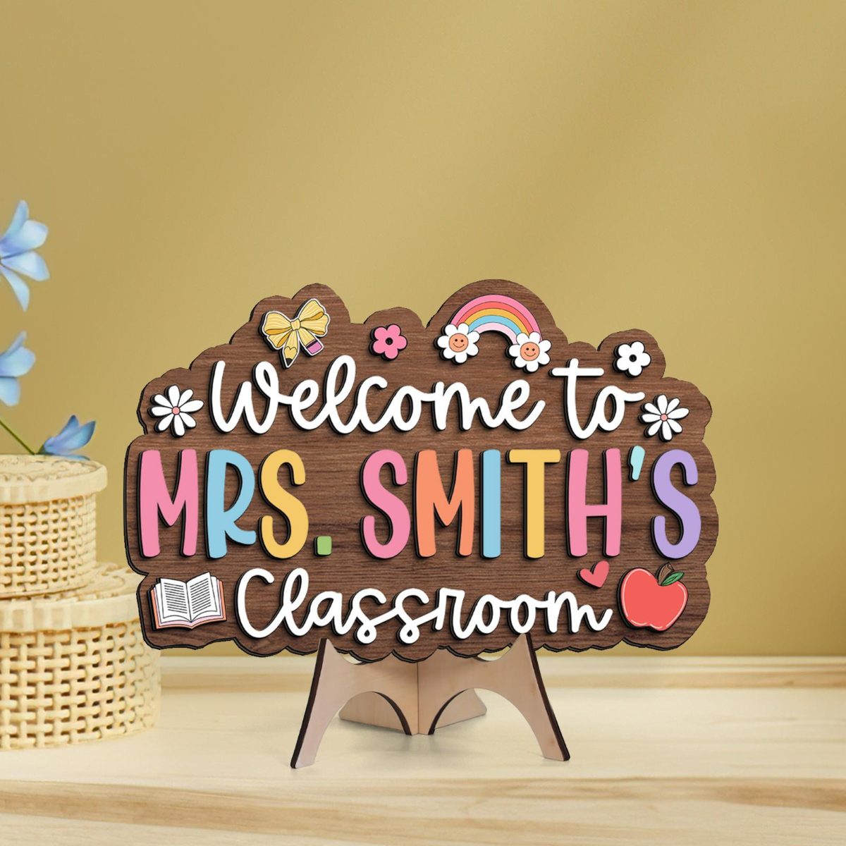 Custom Teacher Gifts, Personalized Teacher Wooden Sign, Teacher Appreciation Gifts, Classroom Welcome Sign, Teacher Door Hanger, Class Decor