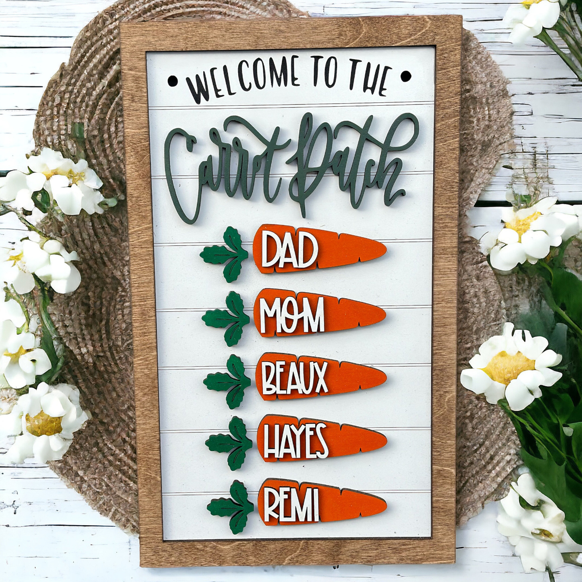 Personalized Easter Carrot Family Sign, Custom Easter Bunny Stop Here Sign, Spring Farmhouse Decor