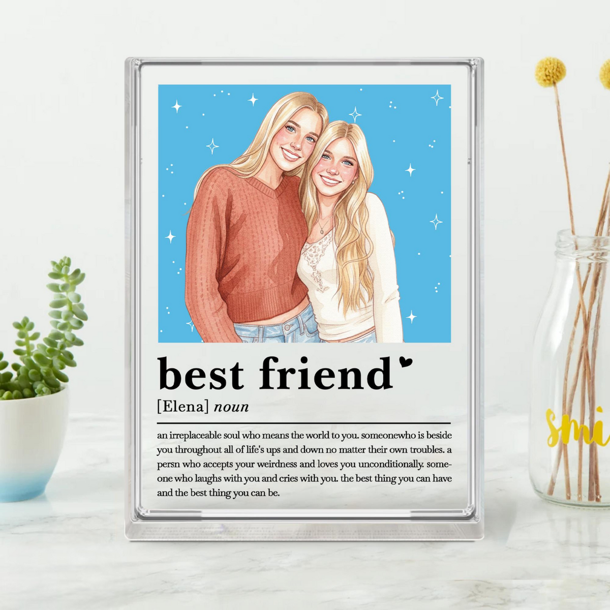 Personalised Best Friend Photo Brick Block, Custom Photo Acrylic Block, Birthday Bestie Gift, Friendship Building Block