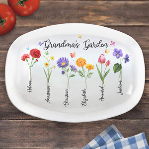 Grandma's Garden Is Awesome - Family Personalized Custom Platter - Mother's Day, Birthday Gift For Grandma